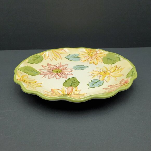Longaberger Sunflower Luncheon Plate Floral Scalloped Edge Plate - Picture 5 of 5